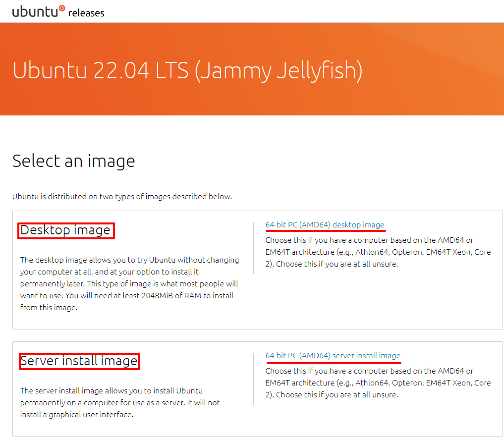 Страница скачивания установочных образов Ubuntu